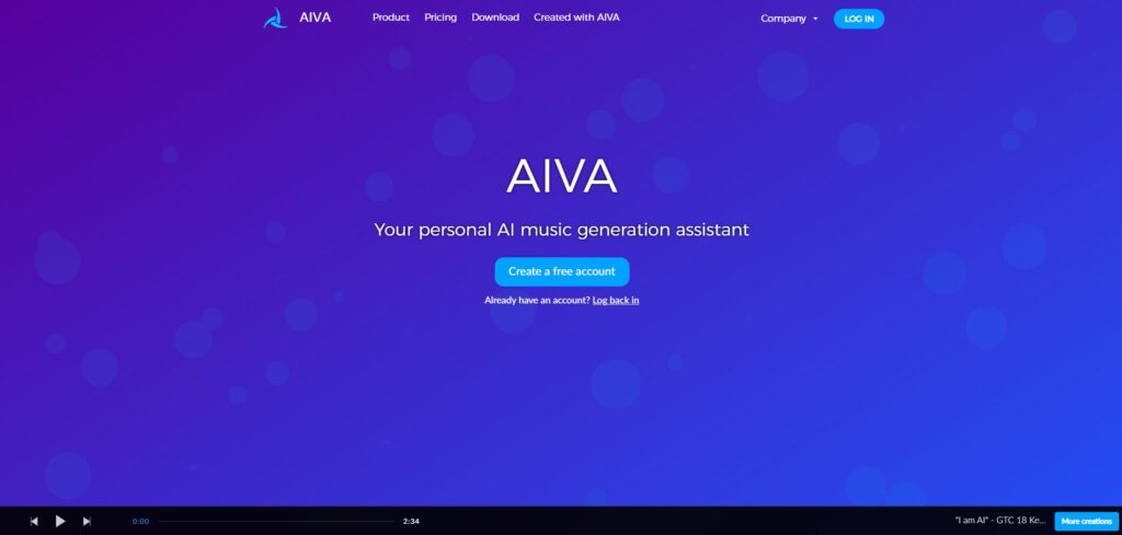 AIVA Web page